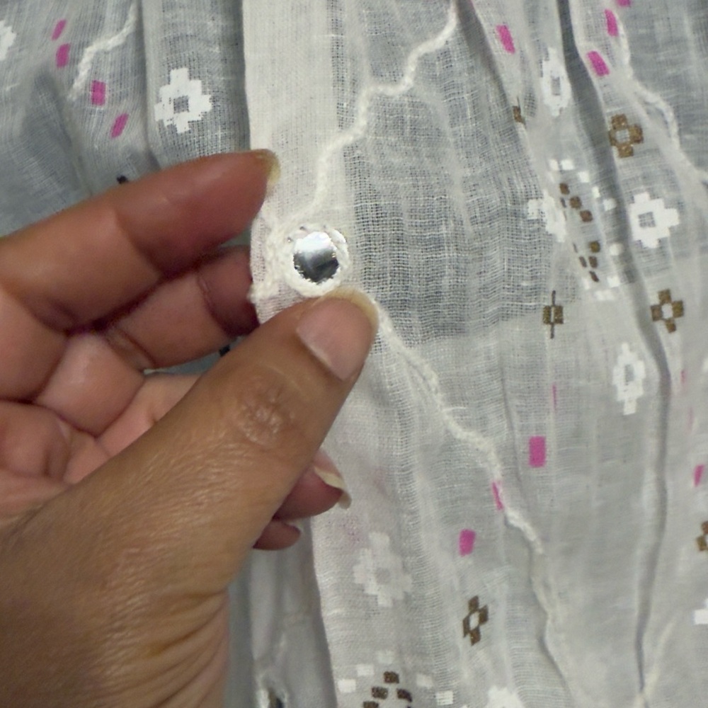Juliet Dunn White and Pink Embroidered Mini Dress - Picture 6 of 17